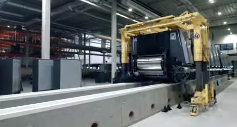 Assembling the world's longest sheet fed press. length of 42 meters.  