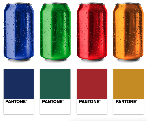 Pantone colours specifically developed for metal deco inks, brands and aluminum packaging