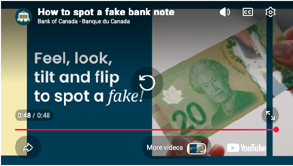Bank of Canada fake bank note video 